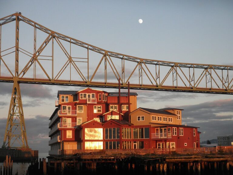 Cannery Pier Hotel and Megler Bridge in Astoria, Oregon