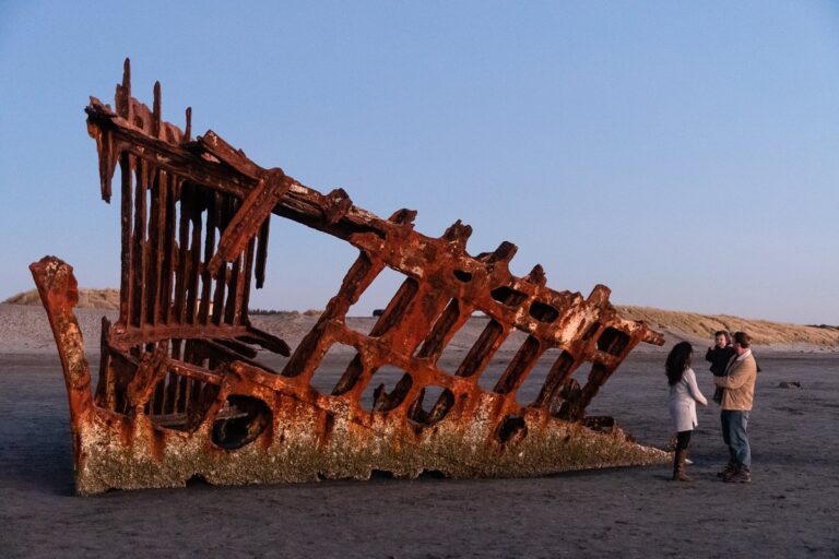 The Peter Iredale shipwreck on the beach at Fort Stevens State Park near Astoria, Oregon