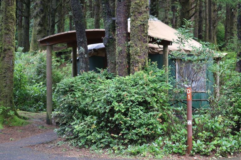 A yurt at Carl G. Washburne state park near the towns of Florence, Oregon and Yachats on the Oregon Coast