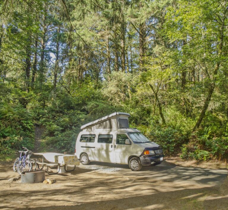 Van camping at Fort Stevens State Park on the Oregon Coast