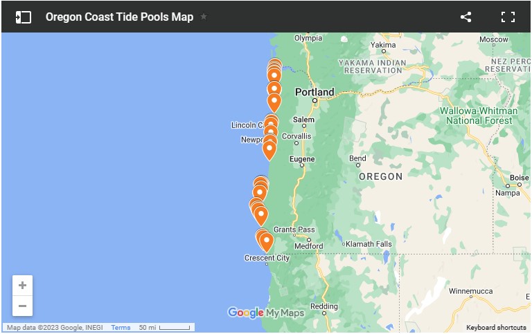 Oregon Coast Tide Pools Map