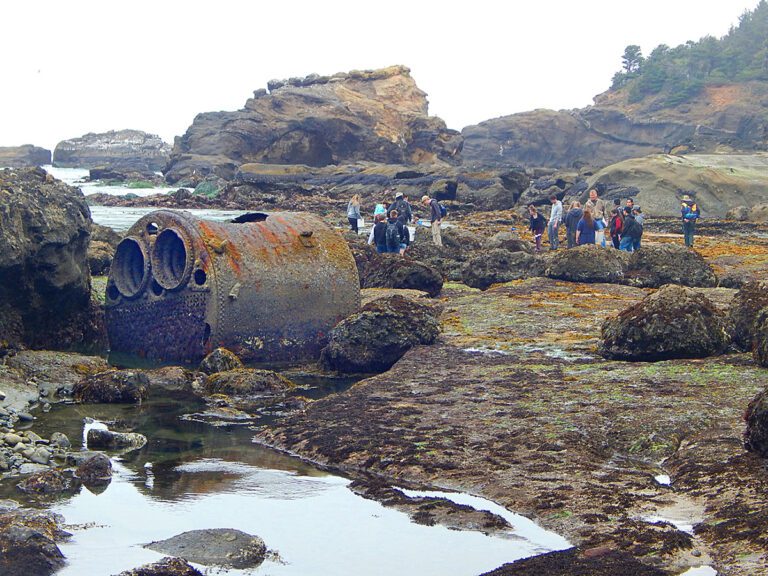 The 100-year-old boiler from a shipwreck at Boiler Bay on the Oregon Coast