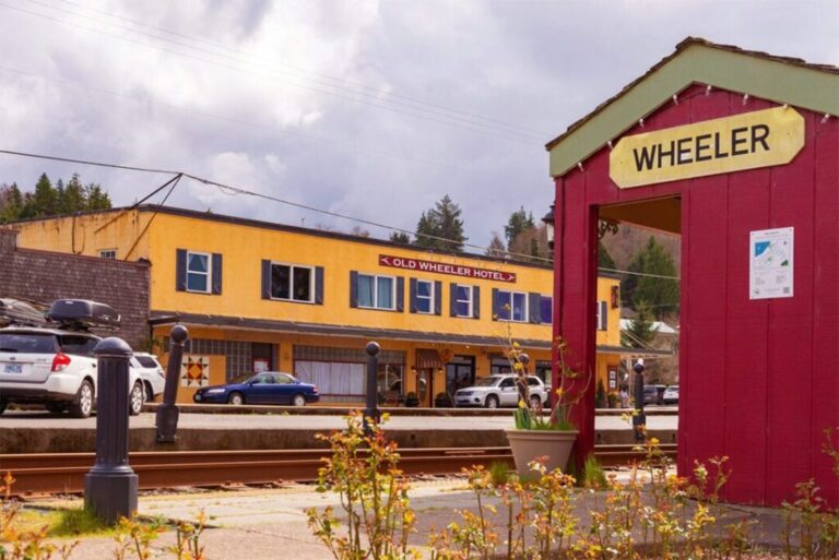 Train depot and Old Wheeler Hotel on the Oregon Coast