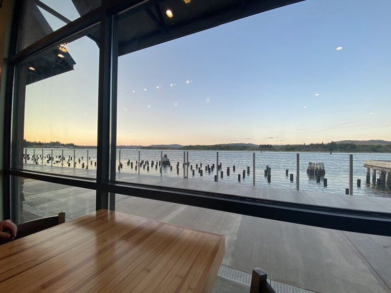 Waterfront view from 7 Devils Waterfront Alehouse in Coos Bay, Oregon