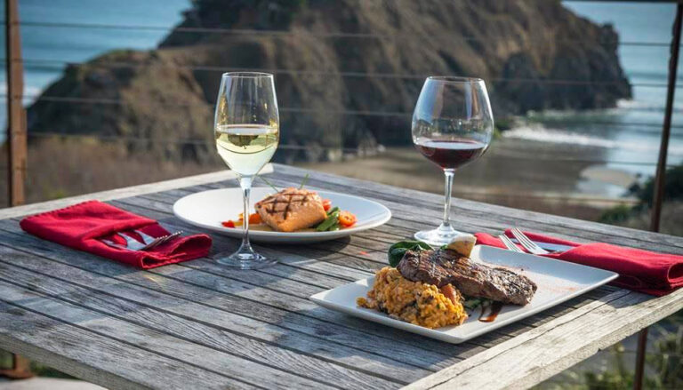 Steak, seafood and wine at Redfish, an Oregon Coast restaurant with an ocean view in Port Orford, Oregon