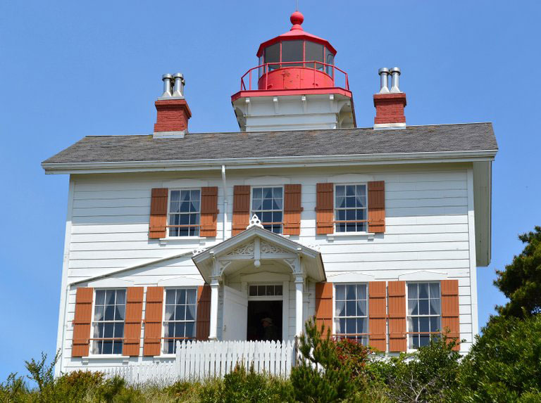 Yaquina Bay Lighthouse is the oldest wooden lighthouse still standing in Newport, Oregon