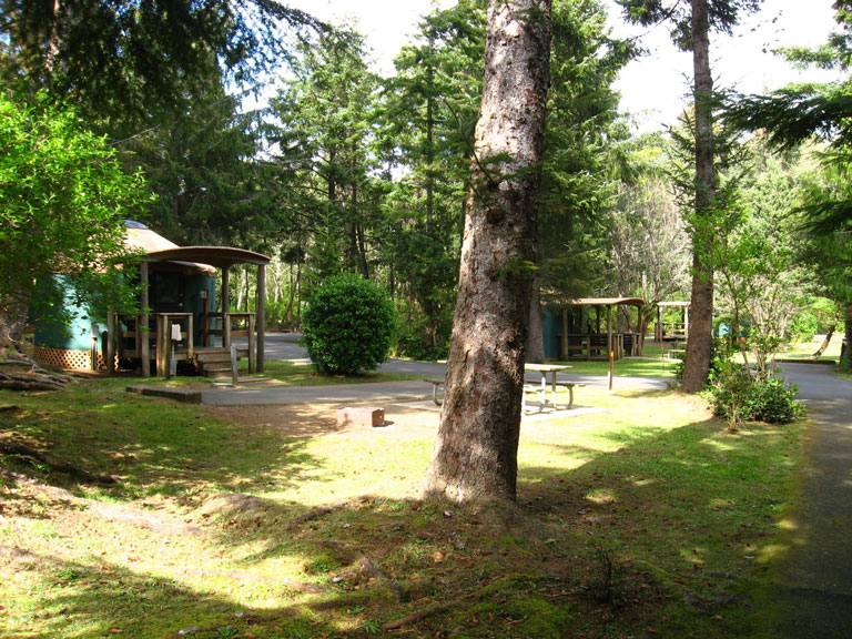 Yurts at Devil's Lake State Recreation Area Campground in Lincoln City, Oregon