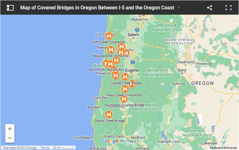 Covered Bridges in Oregon Map