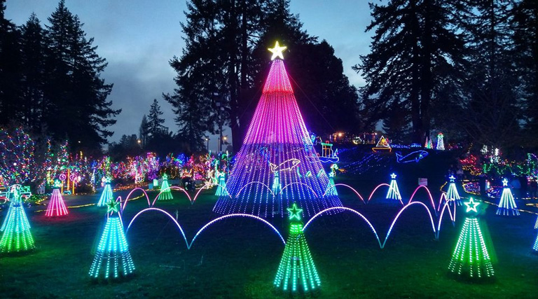 Nature's Coastal Holiday Light show at Azalea Park in Brookings, Oregon